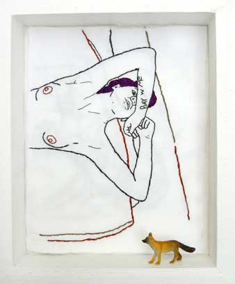 Play w/ me, dibujo bordado en tela, 2008
