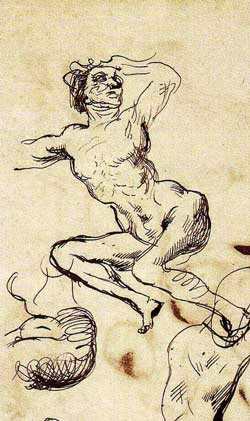 Étude de figures volantes nues, Eugene Delacroix